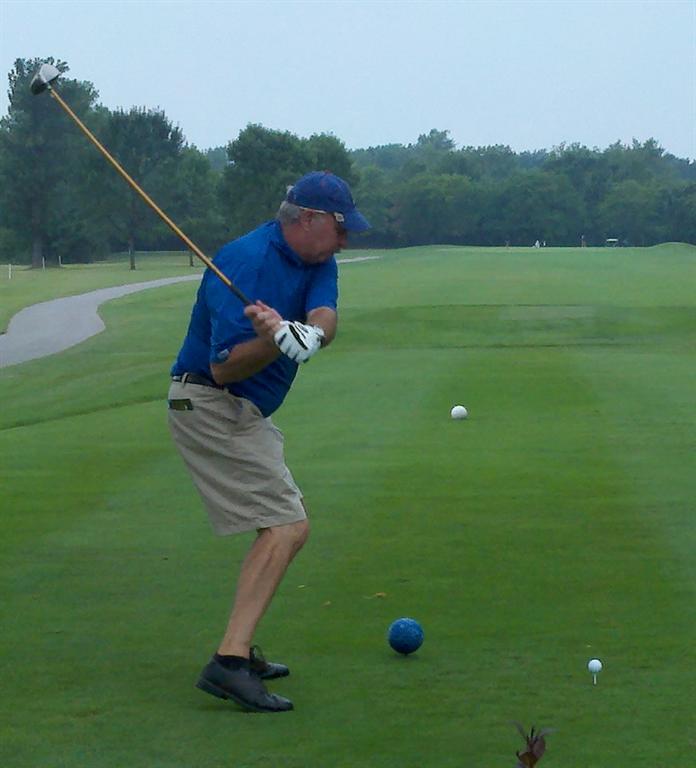 Gerald Schroeder hits his tee ball off of #1.&nbsp; Look how on plane he has that driver.&nbsp; Had to hit it right down the middle!